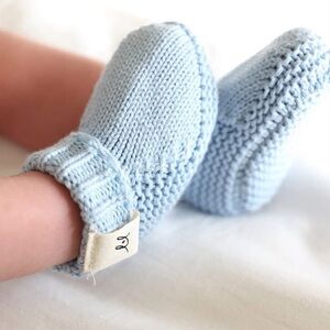 Luna + Luca Powder Blue Knit Baby Booties